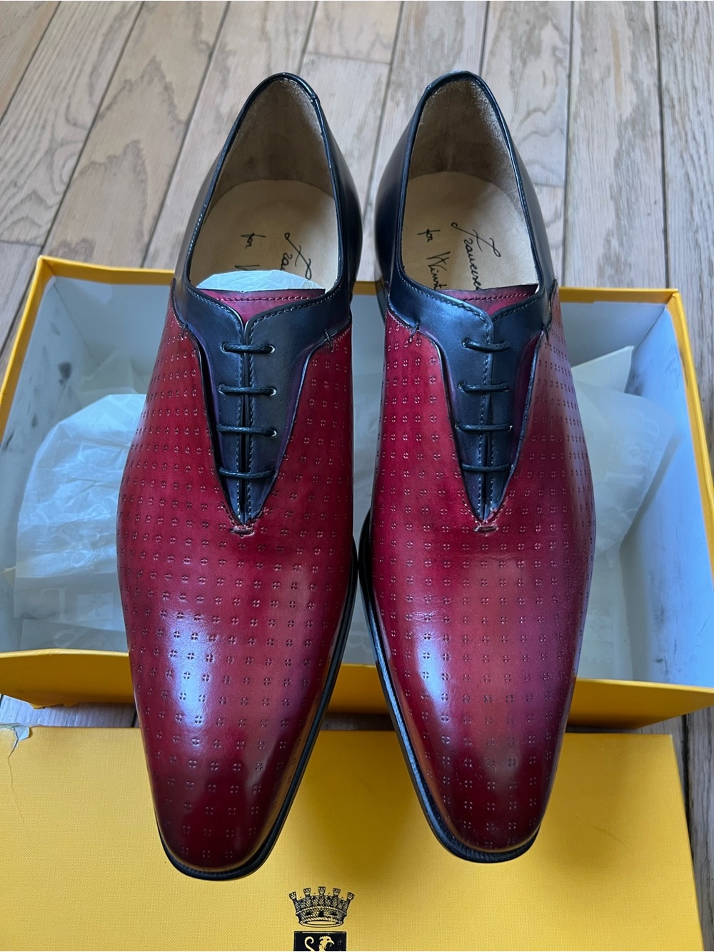 Men's Red and Black Lace-Up Dress Shoes